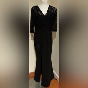 MISSMAY Mother Of The Bride Black Lace Long Side Slit Evening Gown Dress Sz XL